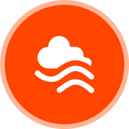 Cloud and waves icon on orange background.